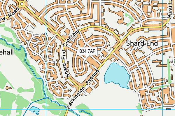 B34 7AP map - OS VectorMap District (Ordnance Survey)