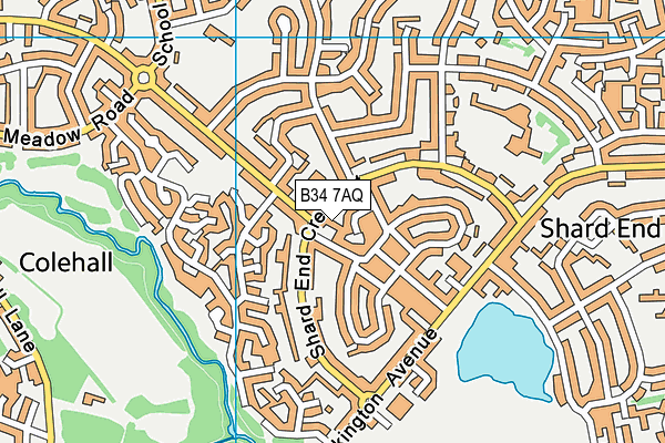 B34 7AQ map - OS VectorMap District (Ordnance Survey)