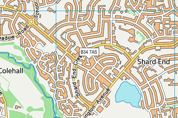 B34 7AS map - OS VectorMap District (Ordnance Survey)