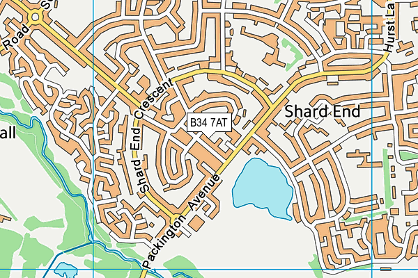 B34 7AT map - OS VectorMap District (Ordnance Survey)