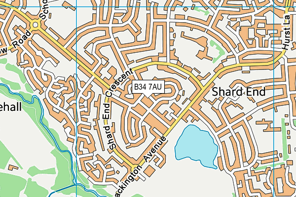 B34 7AU map - OS VectorMap District (Ordnance Survey)