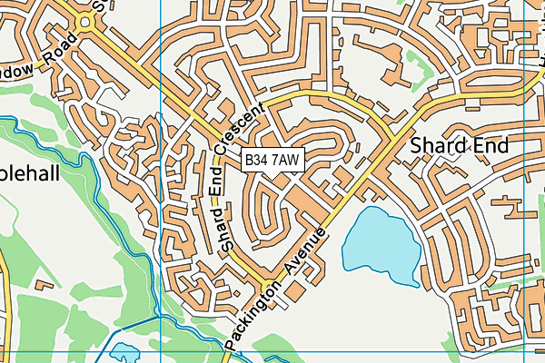 B34 7AW map - OS VectorMap District (Ordnance Survey)