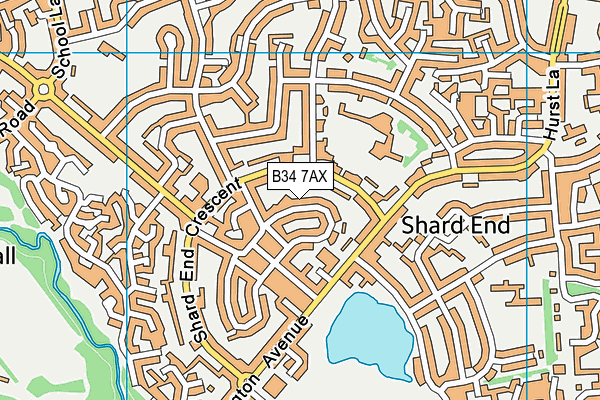 B34 7AX map - OS VectorMap District (Ordnance Survey)