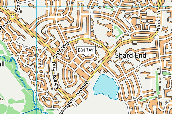 B34 7AY map - OS VectorMap District (Ordnance Survey)