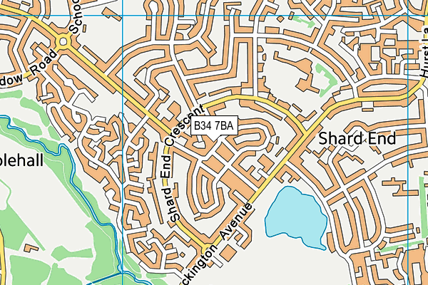 B34 7BA map - OS VectorMap District (Ordnance Survey)