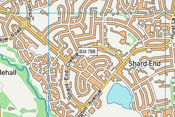 B34 7BB map - OS VectorMap District (Ordnance Survey)