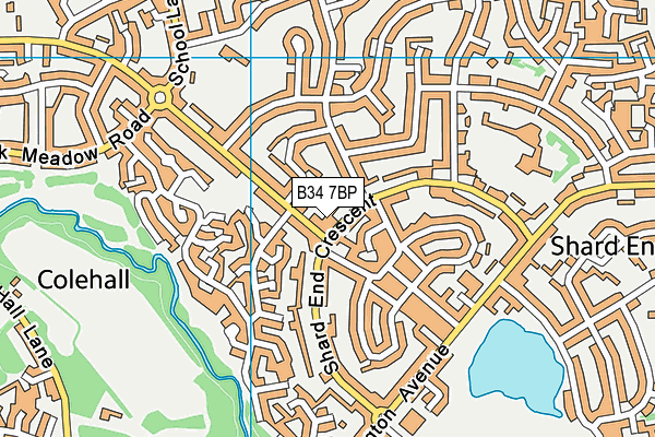 B34 7BP map - OS VectorMap District (Ordnance Survey)