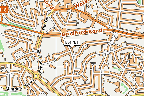 B34 7BT map - OS VectorMap District (Ordnance Survey)