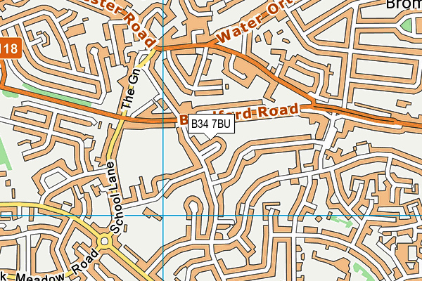 B34 7BU map - OS VectorMap District (Ordnance Survey)
