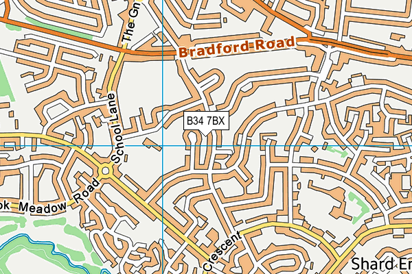 B34 7BX map - OS VectorMap District (Ordnance Survey)