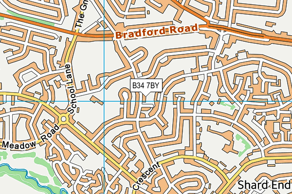 B34 7BY map - OS VectorMap District (Ordnance Survey)