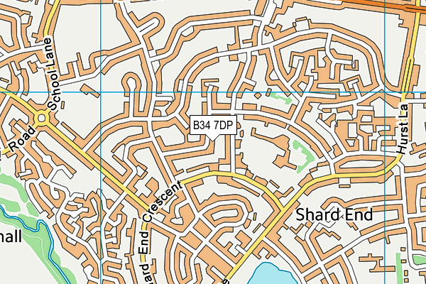 B34 7DP map - OS VectorMap District (Ordnance Survey)