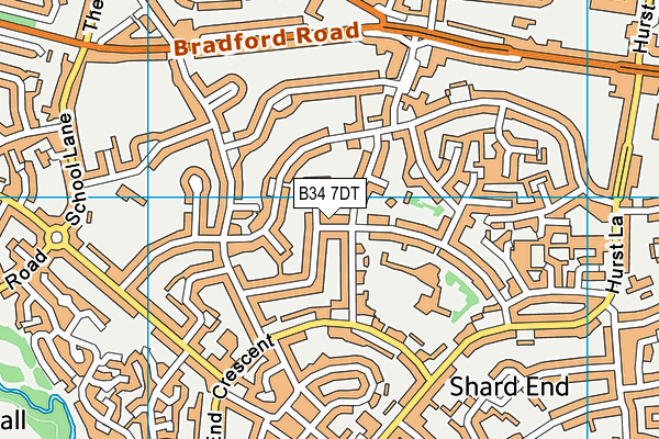 B34 7DT map - OS VectorMap District (Ordnance Survey)