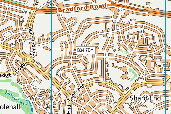 B34 7DY map - OS VectorMap District (Ordnance Survey)