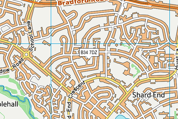 B34 7DZ map - OS VectorMap District (Ordnance Survey)