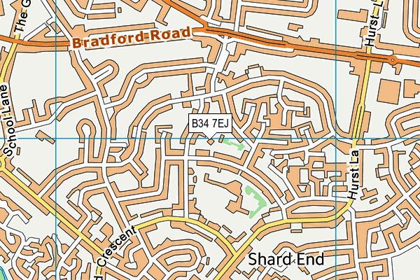 B34 7EJ map - OS VectorMap District (Ordnance Survey)