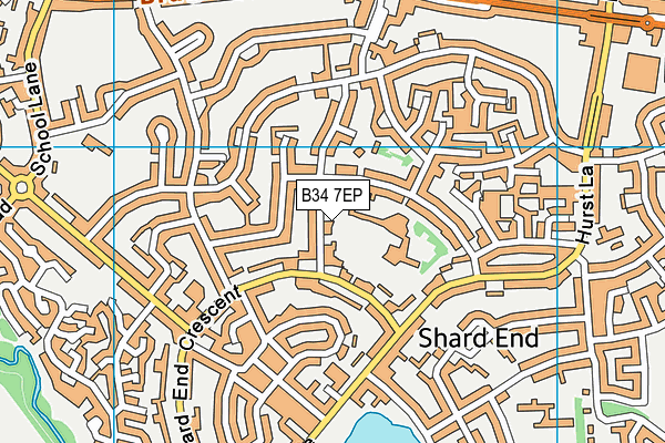 B34 7EP map - OS VectorMap District (Ordnance Survey)