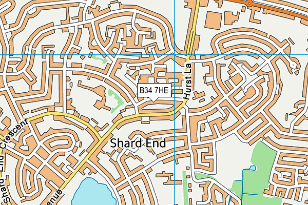 B34 7HE map - OS VectorMap District (Ordnance Survey)