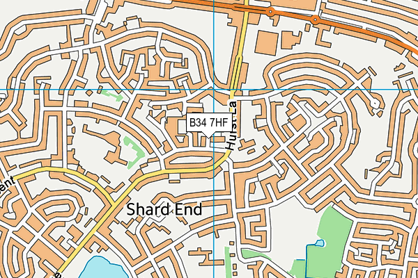 B34 7HF map - OS VectorMap District (Ordnance Survey)