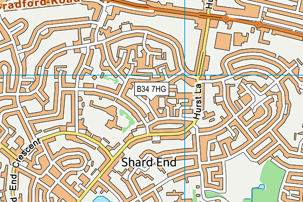 B34 7HG map - OS VectorMap District (Ordnance Survey)