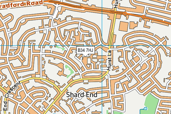 B34 7HJ map - OS VectorMap District (Ordnance Survey)