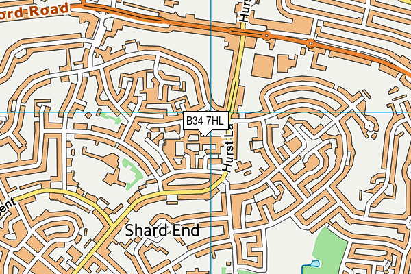B34 7HL map - OS VectorMap District (Ordnance Survey)
