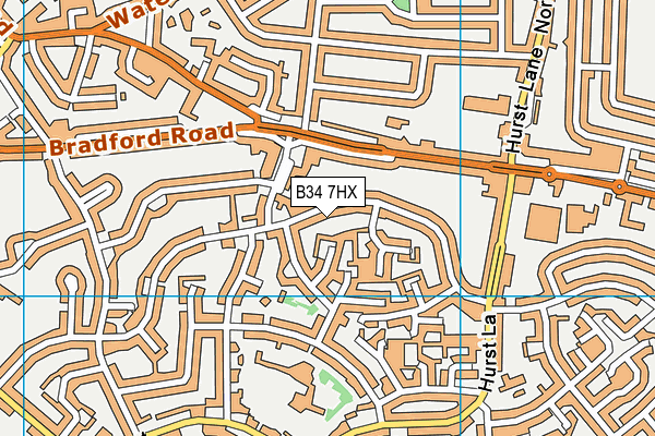B34 7HX map - OS VectorMap District (Ordnance Survey)