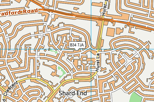 B34 7JA map - OS VectorMap District (Ordnance Survey)