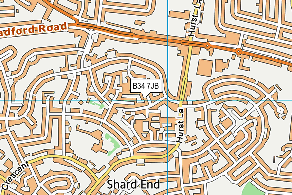 B34 7JB map - OS VectorMap District (Ordnance Survey)