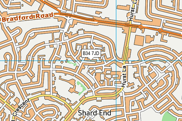 B34 7JD map - OS VectorMap District (Ordnance Survey)