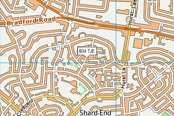 B34 7JE map - OS VectorMap District (Ordnance Survey)