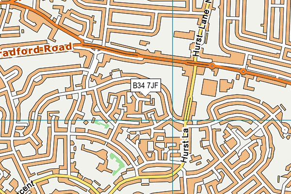 B34 7JF map - OS VectorMap District (Ordnance Survey)