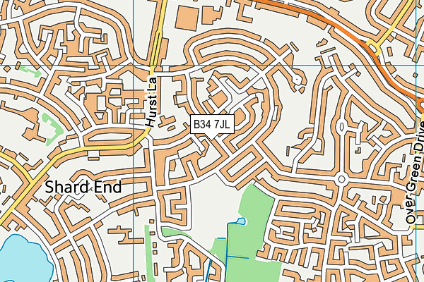 B34 7JL map - OS VectorMap District (Ordnance Survey)