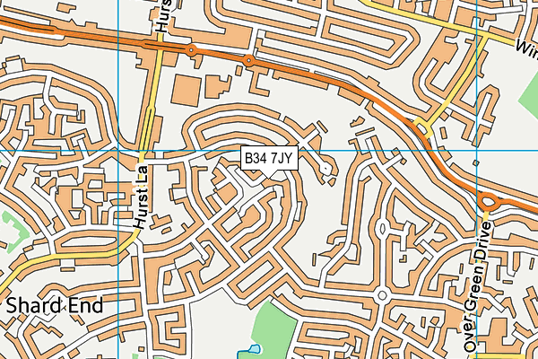 B34 7JY map - OS VectorMap District (Ordnance Survey)