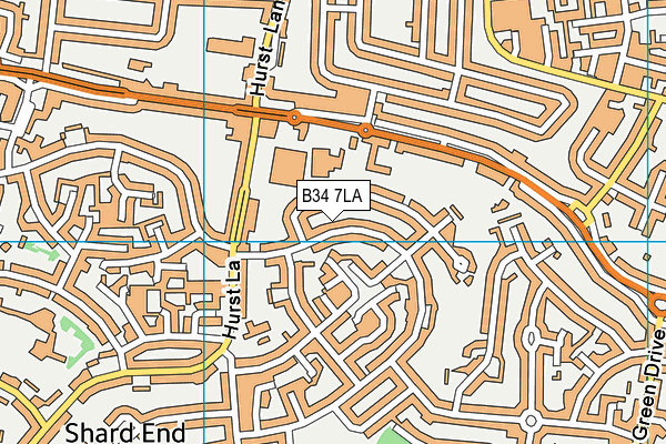 B34 7LA map - OS VectorMap District (Ordnance Survey)