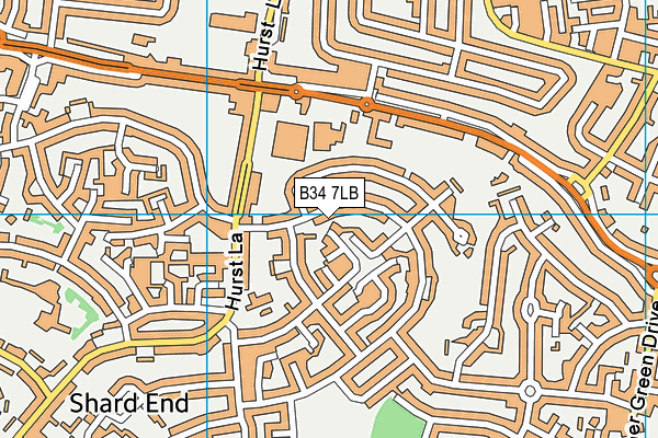 B34 7LB map - OS VectorMap District (Ordnance Survey)