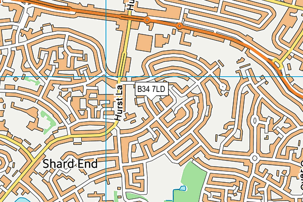 B34 7LD map - OS VectorMap District (Ordnance Survey)