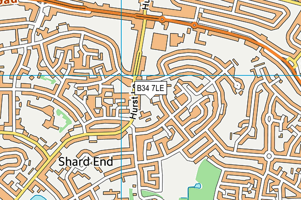 B34 7LE map - OS VectorMap District (Ordnance Survey)