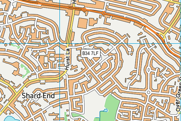 B34 7LF map - OS VectorMap District (Ordnance Survey)