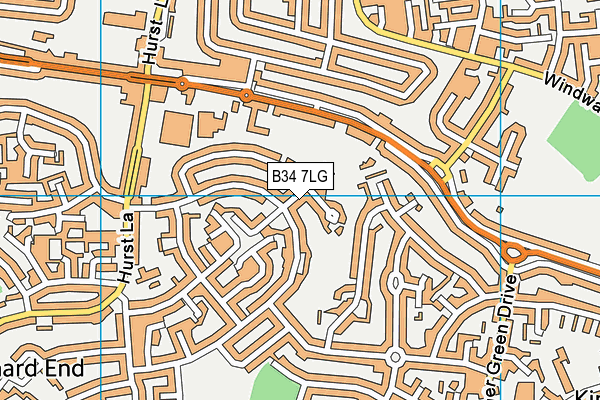 B34 7LG map - OS VectorMap District (Ordnance Survey)