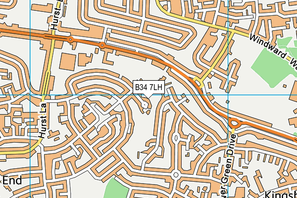 B34 7LH map - OS VectorMap District (Ordnance Survey)