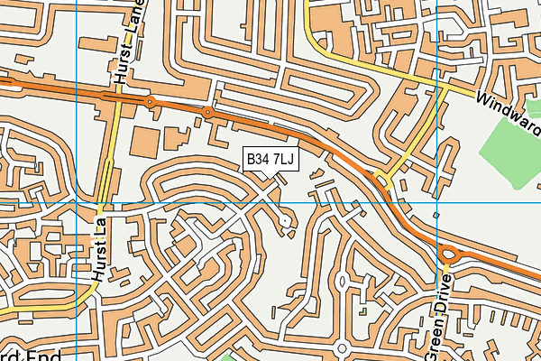 B34 7LJ map - OS VectorMap District (Ordnance Survey)