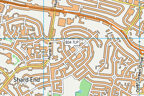 B34 7LP map - OS VectorMap District (Ordnance Survey)