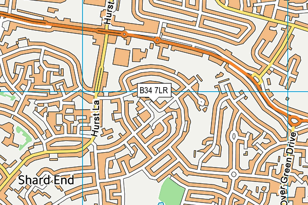 B34 7LR map - OS VectorMap District (Ordnance Survey)