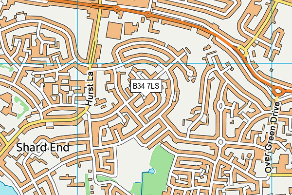 B34 7LS map - OS VectorMap District (Ordnance Survey)