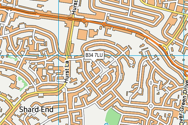 B34 7LU map - OS VectorMap District (Ordnance Survey)