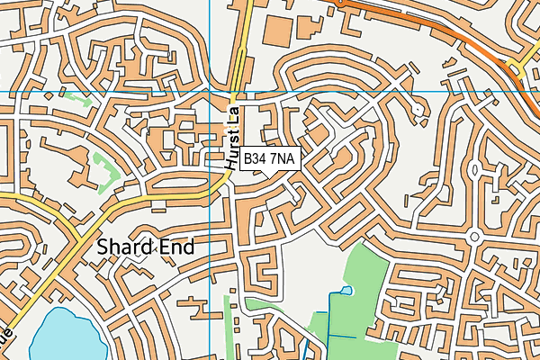 B34 7NA map - OS VectorMap District (Ordnance Survey)
