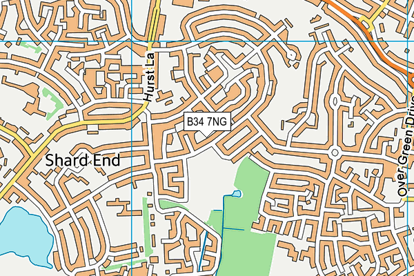 B34 7NG map - OS VectorMap District (Ordnance Survey)