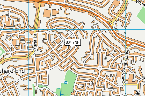 B34 7NH map - OS VectorMap District (Ordnance Survey)