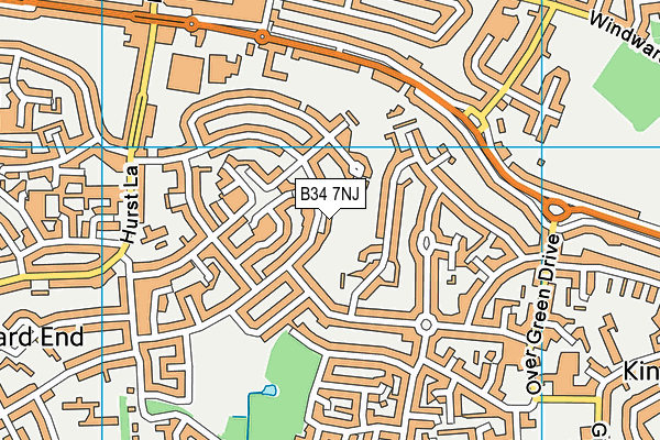 B34 7NJ map - OS VectorMap District (Ordnance Survey)